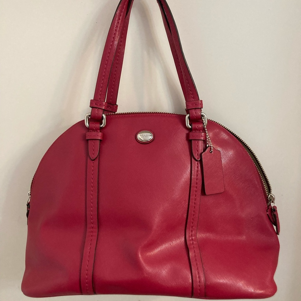 Red leather Coach purse